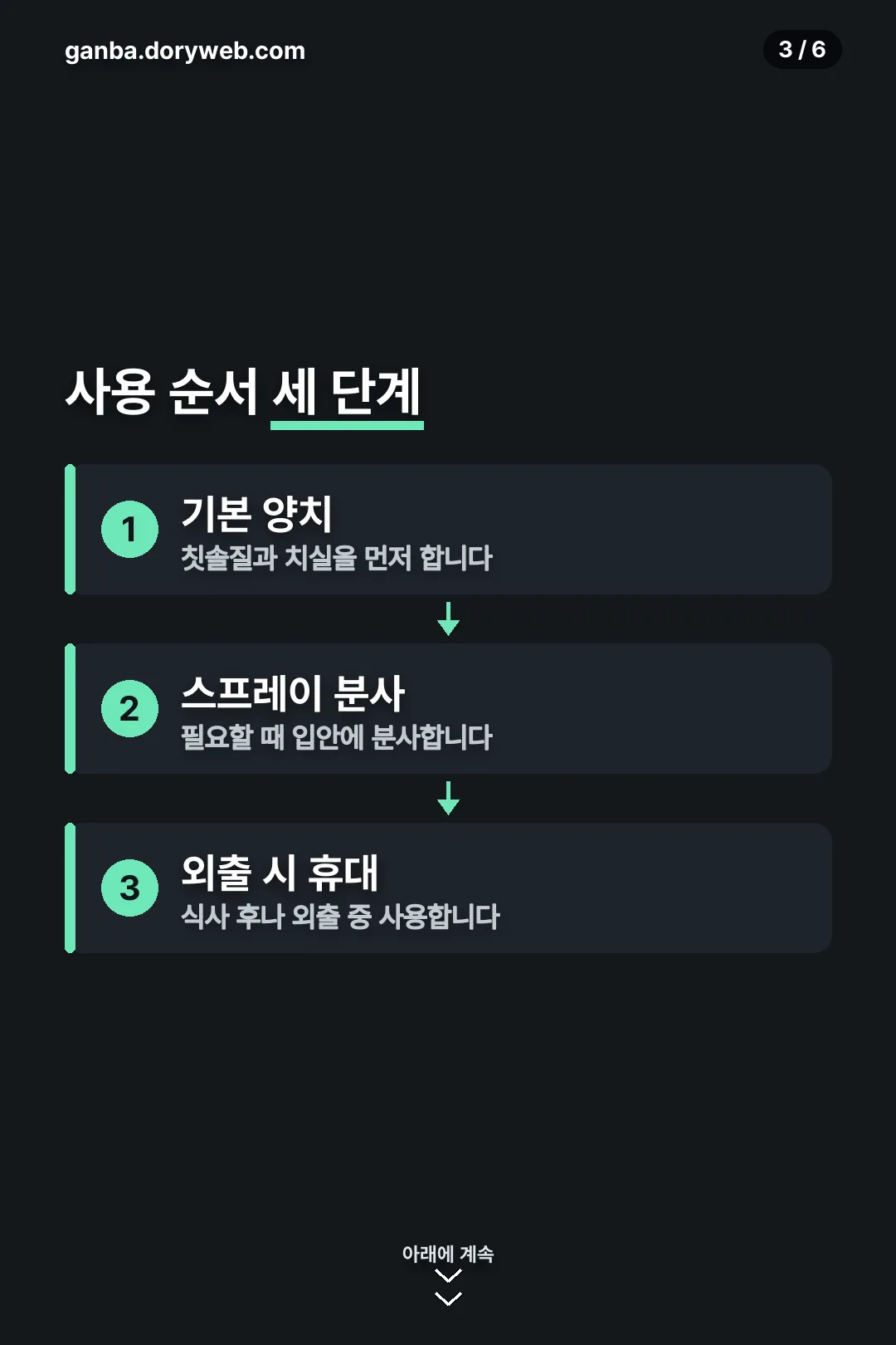 사용 순서 세 단계