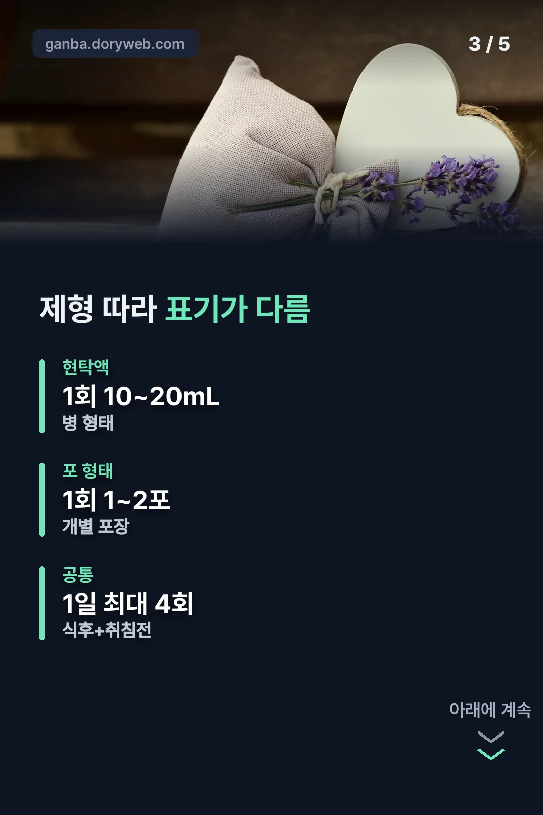 제형별 복용량 비교