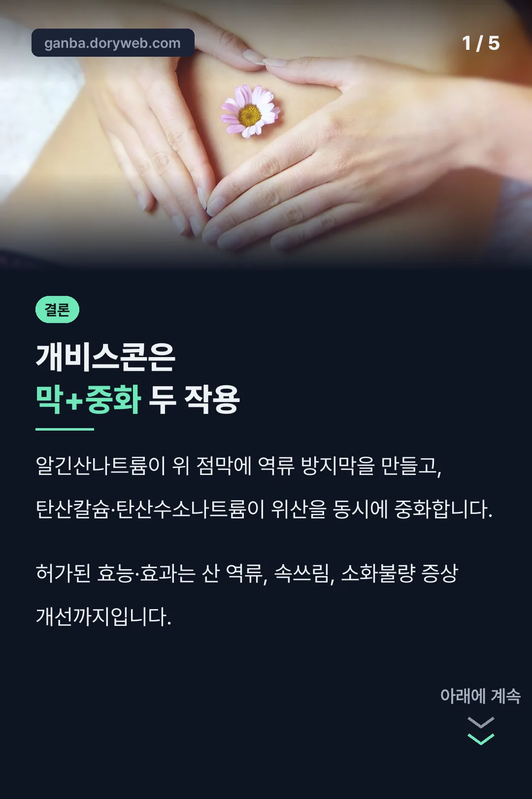 개비스콘 효능 표지