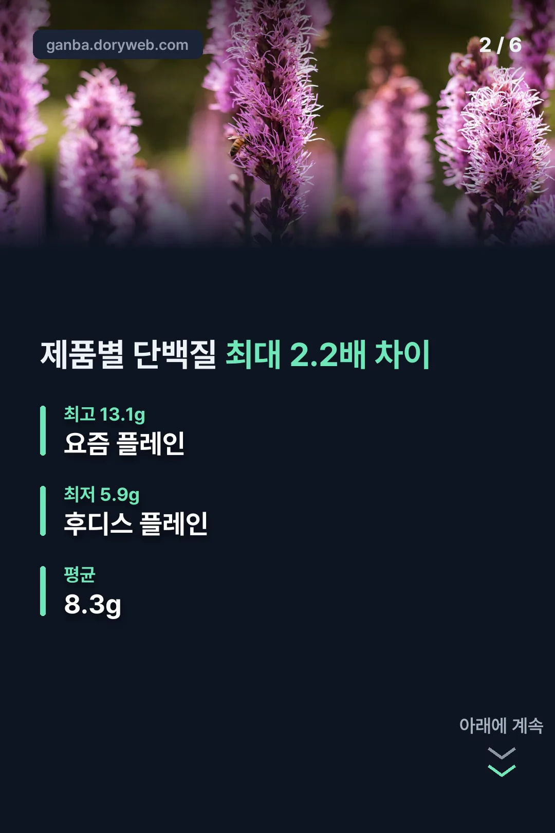 제품별 단백질 비교